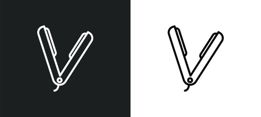 hair straightener line icon in white and black colors. hair straightener flat vector icon from hair straightener collection for web, mobile apps and ui.