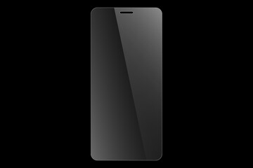 Protective glass for phone. Realistic reflection. Glass on black background. Stock illustration.