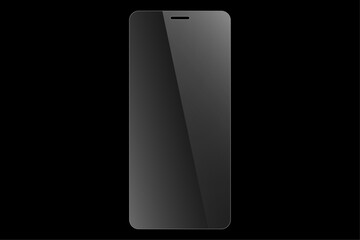 Protective glass for phone. Realistic reflection. Glass on black background. Vector illustration.