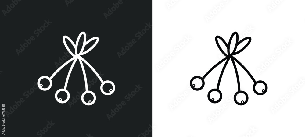 Aufkleber rowan line icon in white and black colors. rowan flat vector icon from rowan collection for web, mob