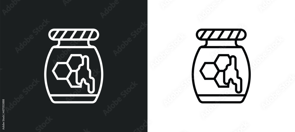Poster honey line icon in white and black colors. honey flat vector icon from honey collection for web, mob