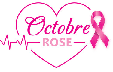 Octobre rose français – Lutte contre le cancer du sein - V6 - obrazy, fototapety, plakaty