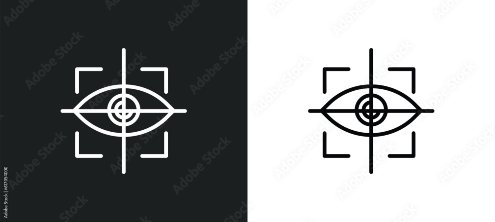 Poster eye tracking line icon in white and black colors. eye tracking flat vector icon from eye tracking co