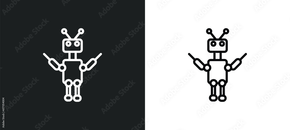 Poster exoskeleton line icon in white and black colors. exoskeleton flat vector icon from exoskeleton colle