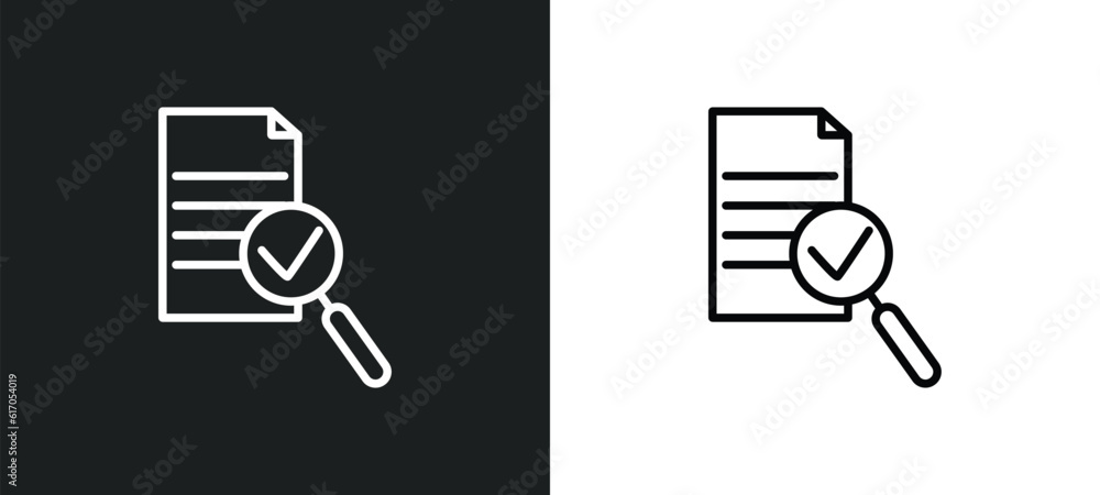 Poster evaluation line icon in white and black colors. evaluation flat vector icon from evaluation collecti