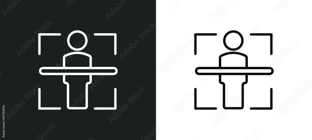 Aufkleber body scan line icon in white and black colors. body scan flat vector icon from body scan collection 