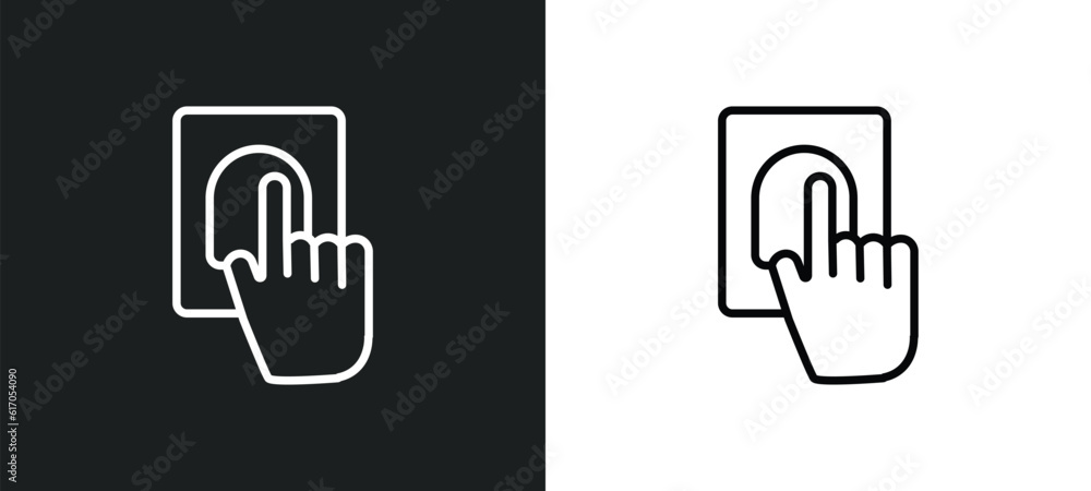 Poster biometrics line icon in white and black colors. biometrics flat vector icon from biometrics collecti