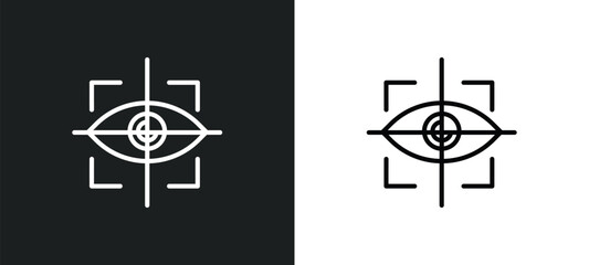 eye tracking line icon in white and black colors. eye tracking flat vector icon from eye tracking collection for web, mobile apps and ui.