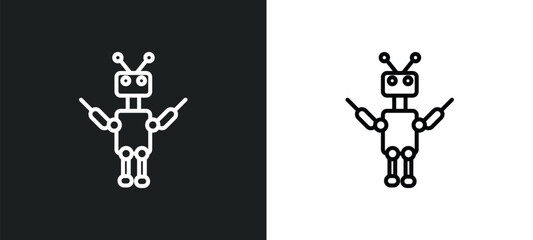 exoskeleton line icon in white and black colors. exoskeleton flat vector icon from exoskeleton collection for web, mobile apps and ui.