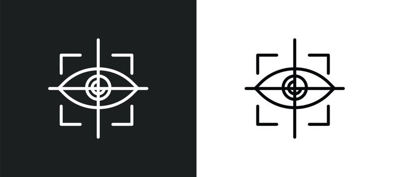 eye tracking line icon in white and black colors. eye tracking flat vector icon from eye tracking collection for web, mobile apps and ui.