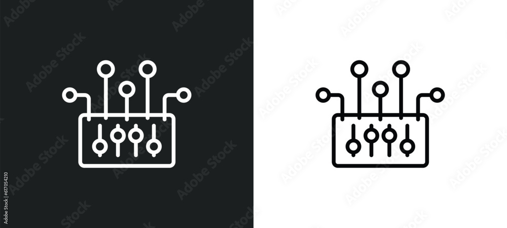 Poster control line icon in white and black colors. control flat vector icon from control collection for we