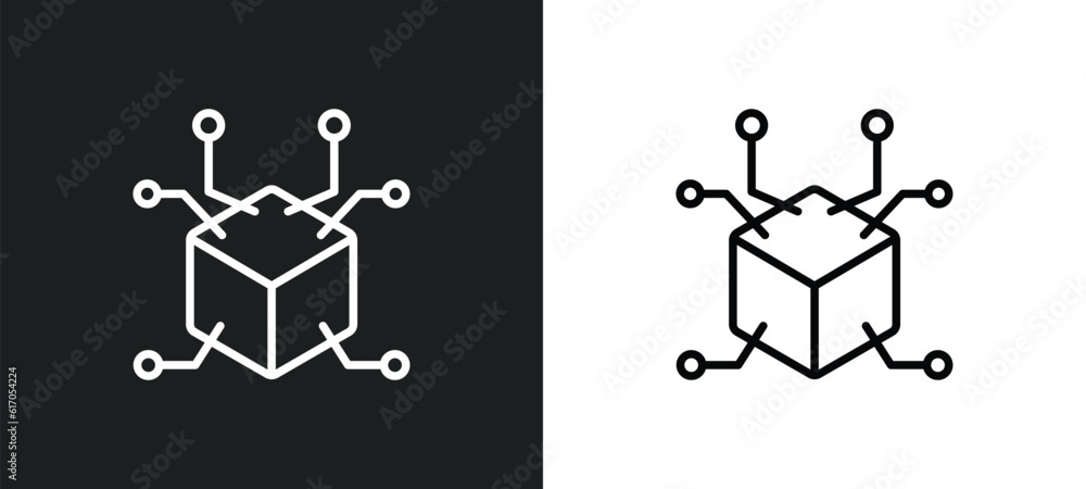 Poster 3d line icon in white and black colors. 3d flat vector icon from 3d collection for web, mobile apps 