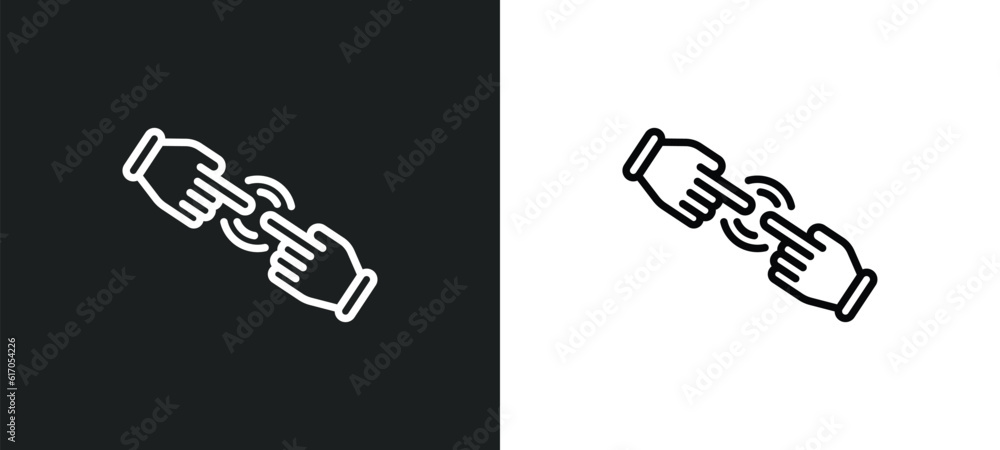 Poster finger control line icon in white and black colors. finger control flat vector icon from finger cont