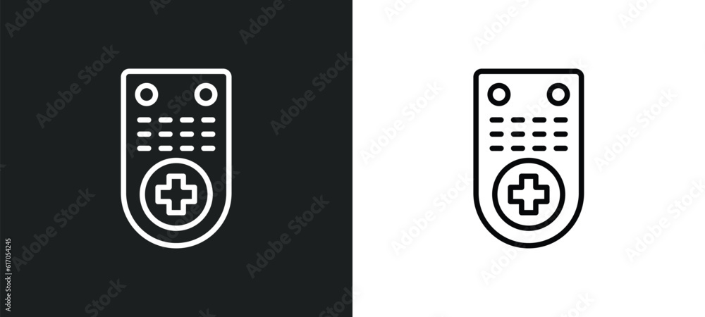 Poster remote control line icon in white and black colors. remote control flat vector icon from remote cont