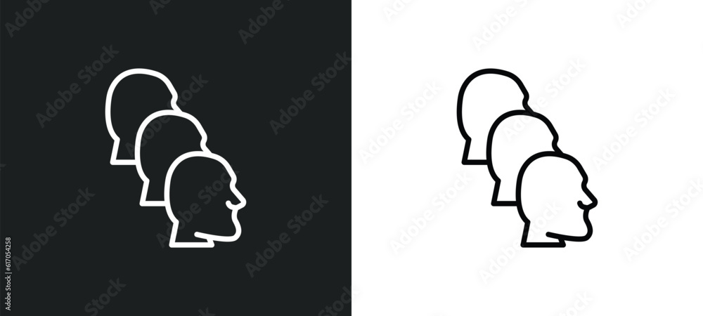 Poster depth perception line icon in white and black colors. depth perception flat vector icon from depth p