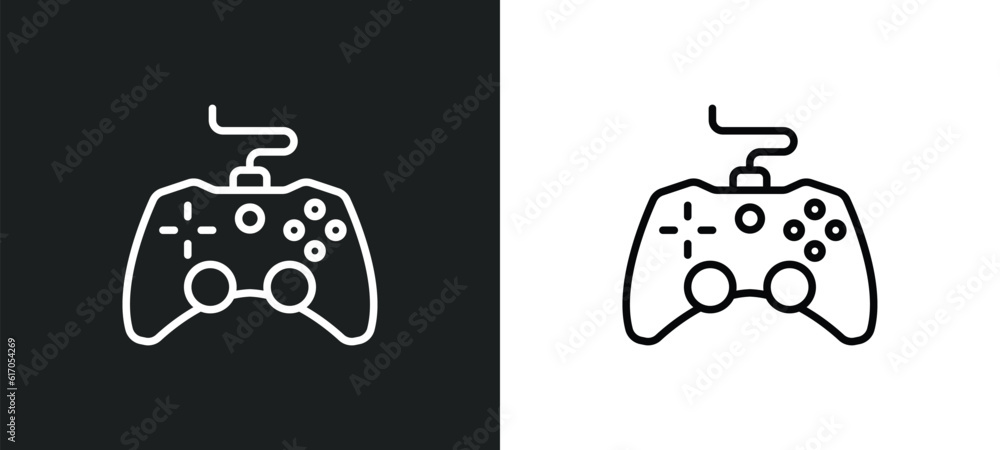 Poster game control line icon in white and black colors. game control flat vector icon from game control co