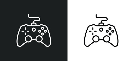 game control line icon in white and black colors. game control flat vector icon from game control collection for web, mobile apps and ui.
