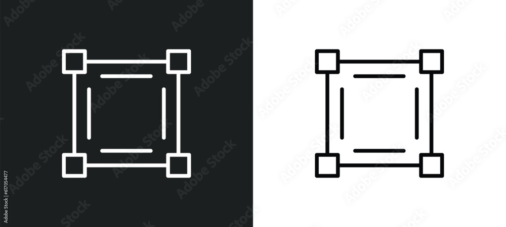 Poster cutting tool selection line icon in white and black colors. cutting tool selection flat vector icon 