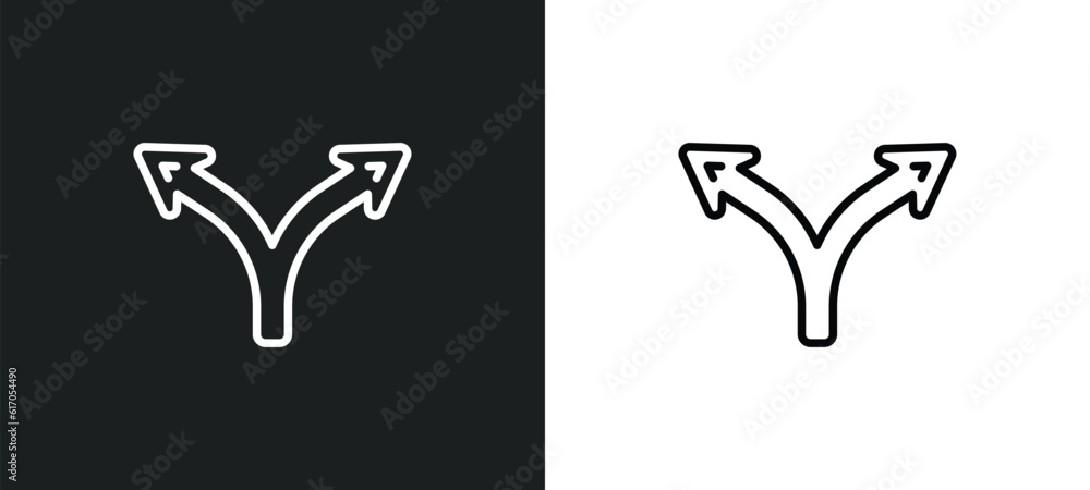 Poster divide line icon in white and black colors. divide flat vector icon from divide collection for web, 