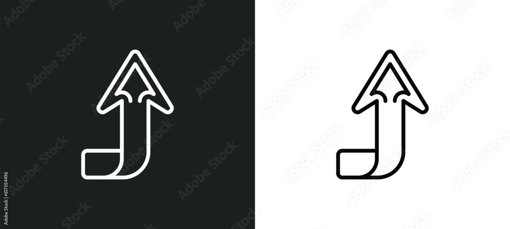 Poster upward line icon in white and black colors. upward flat vector icon from upward collection for web, 