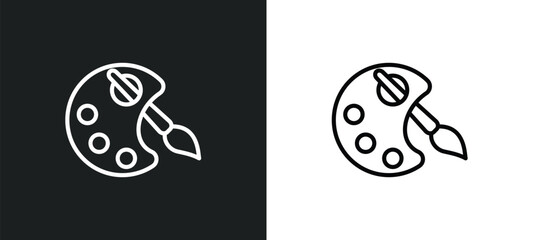 artist color palette line icon in white and black colors. artist color palette flat vector icon from artist color palette collection for web, mobile apps and ui.