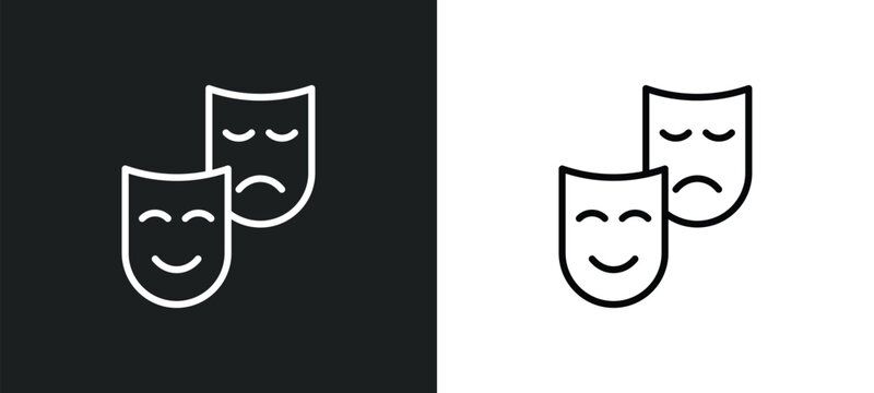 Act Line Icon In White And Black Colors. Act Flat Vector Icon From Act Collection For Web, Mobile Apps And Ui.