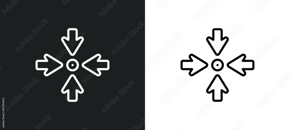Poster focus line icon in white and black colors. focus flat vector icon from focus collection for web, mob