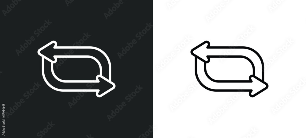 Poster shuffle line icon in white and black colors. shuffle flat vector icon from shuffle collection for we