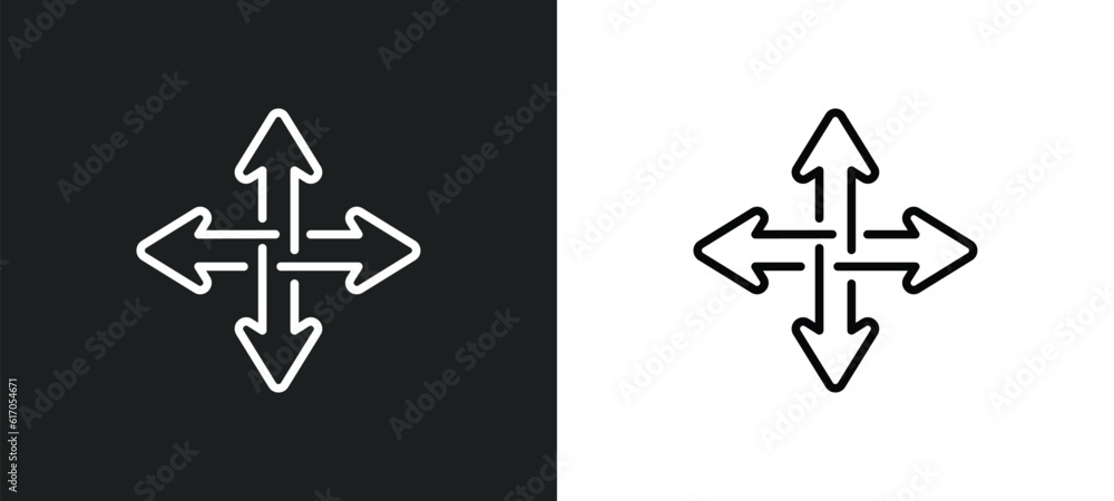Poster move line icon in white and black colors. move flat vector icon from move collection for web, mobile