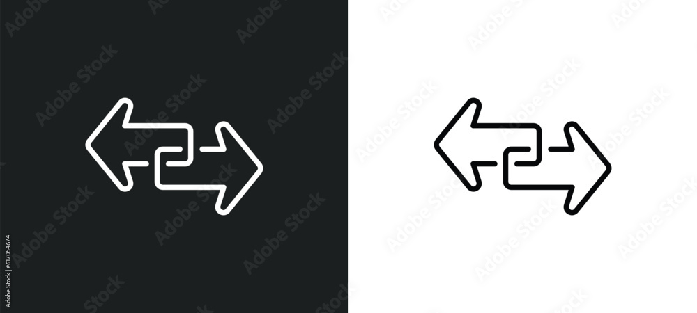 Poster transfer line icon in white and black colors. transfer flat vector icon from transfer collection for