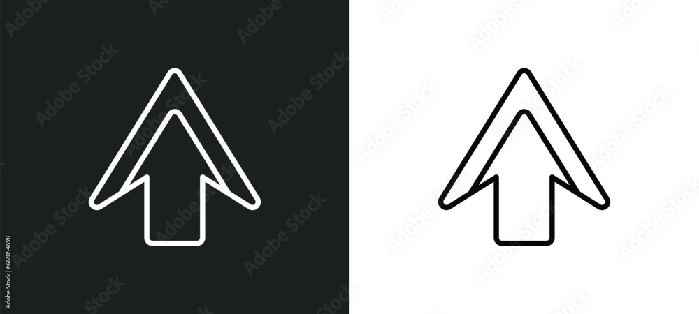 Poster up arrow line icon in white and black colors. up arrow flat vector icon from up arrow collection for