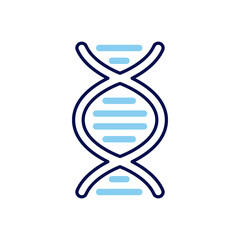 DNA related vector line icon. DNA helix linear icon. Deoxyribonucleic, nucleic acid structure. Chromosome. Molecular biology. Genetic code. Isolated on white background. Vector illustration