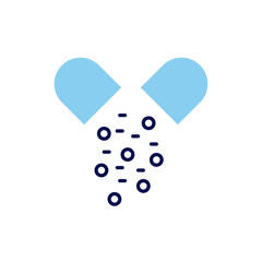 Capsule related vector line icon. Pills linear icon. Pharmaceutical product. Vitamin for personal healthcare. Capsules with aspirin. Isolated on white background. Vector illustration. Editable stroke