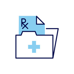 Obraz premium Prescription related vector line icon. Folder, sheet, paper Isolated on white background. Vector illustration. Editable stroke