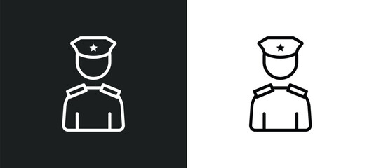 lieutenant line icon in white and black colors. lieutenant flat vector icon from lieutenant collection for web, mobile apps and ui.
