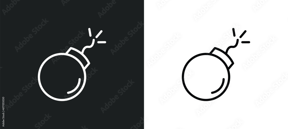 Poster bombs line icon in white and black colors. bombs flat vector icon from bombs collection for web, mob
