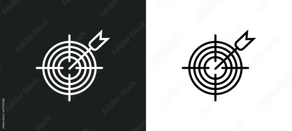 Aufkleber aim line icon in white and black colors. aim flat vector icon from aim collection for web, mobile ap