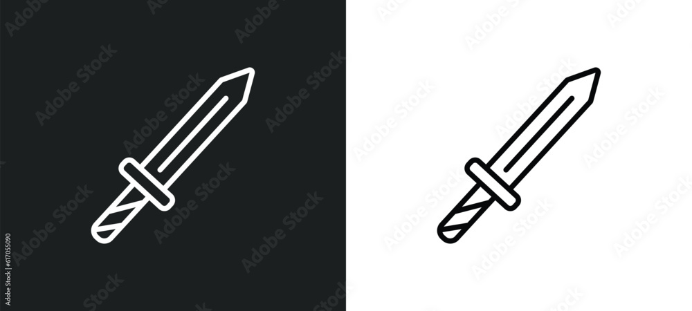 Poster dagger line icon in white and black colors. dagger flat vector icon from dagger collection for web, 