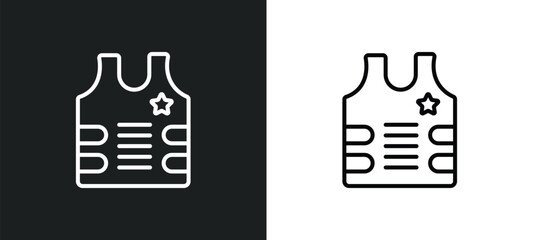 bulletproof vest line icon in white and black colors. bulletproof vest flat vector icon from bulletproof vest collection for web, mobile apps and ui.