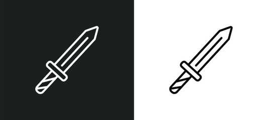 dagger line icon in white and black colors. dagger flat vector icon from dagger collection for web, mobile apps and ui.