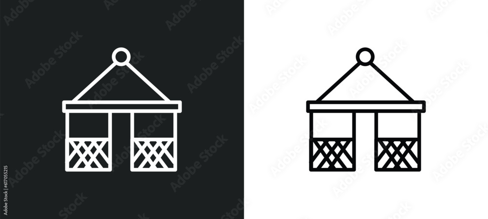 Poster gazebo line icon in white and black colors. gazebo flat vector icon from gazebo collection for web, 