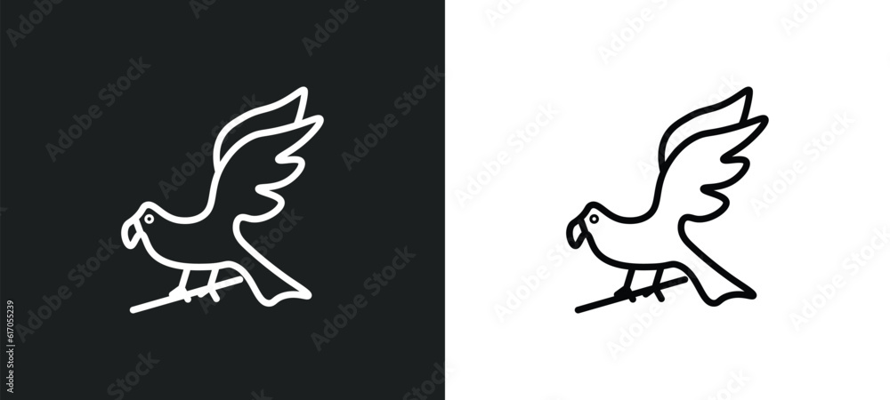 Poster hawk line icon in white and black colors. hawk flat vector icon from hawk collection for web, mobile