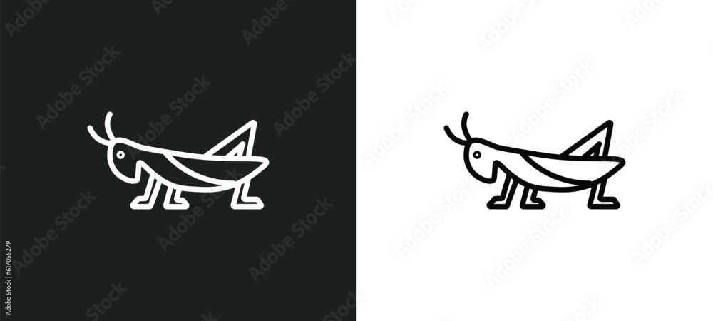 Aufkleber grasshopper line icon in white and black colors. grasshopper flat vector icon from grasshopper colle