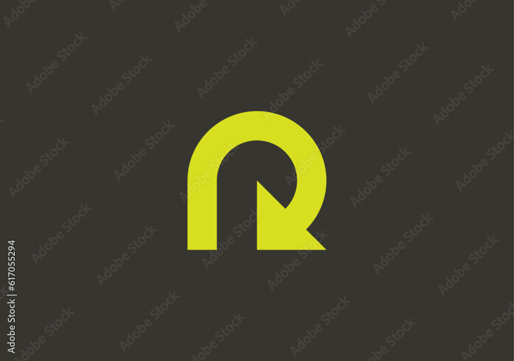 Poster experience minimalistic allure with our sleek letter r logo, accentuated by a dynamic re arrow symbo