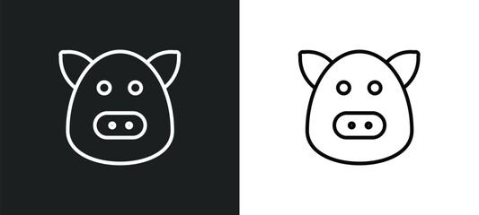 hog line icon in white and black colors. hog flat vector icon from hog collection for web, mobile apps and ui.
