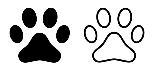 Paw Print. Dog and cat paw print. Animal paw prints isolated on white background.