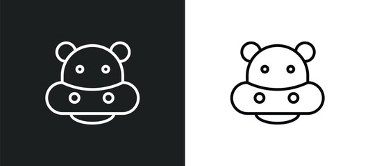 hippo line icon in white and black colors. hippo flat vector icon from hippo collection for web, mobile apps and ui.