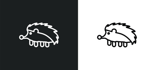 hegdehog line icon in white and black colors. hegdehog flat vector icon from hegdehog collection for web, mobile apps and ui.