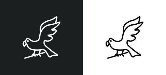 hawk line icon in white and black colors. hawk flat vector icon from hawk collection for web, mobile apps and ui.