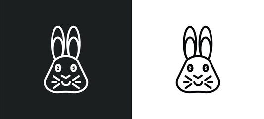 hare line icon in white and black colors. hare flat vector icon from hare collection for web, mobile apps and ui.